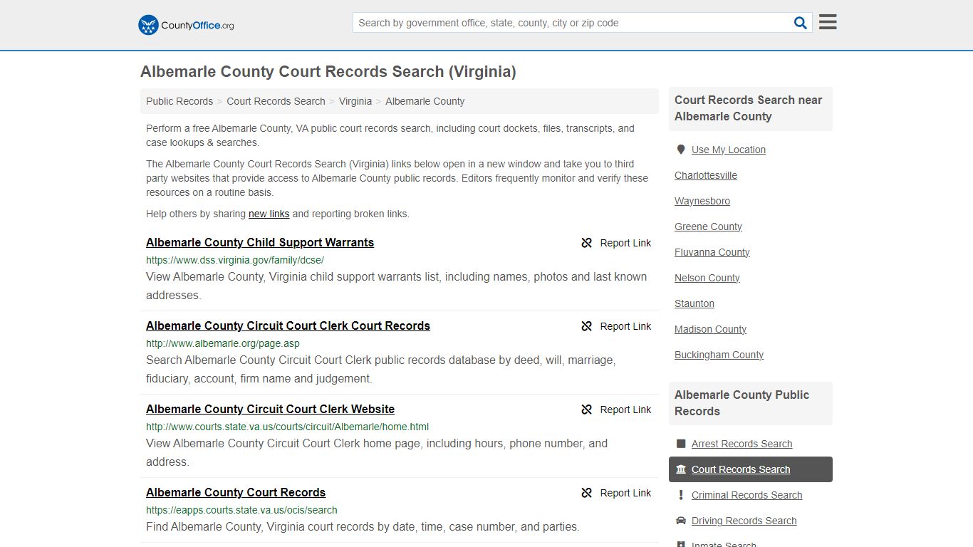 Albemarle County Court Records Search (Virginia) - County Office