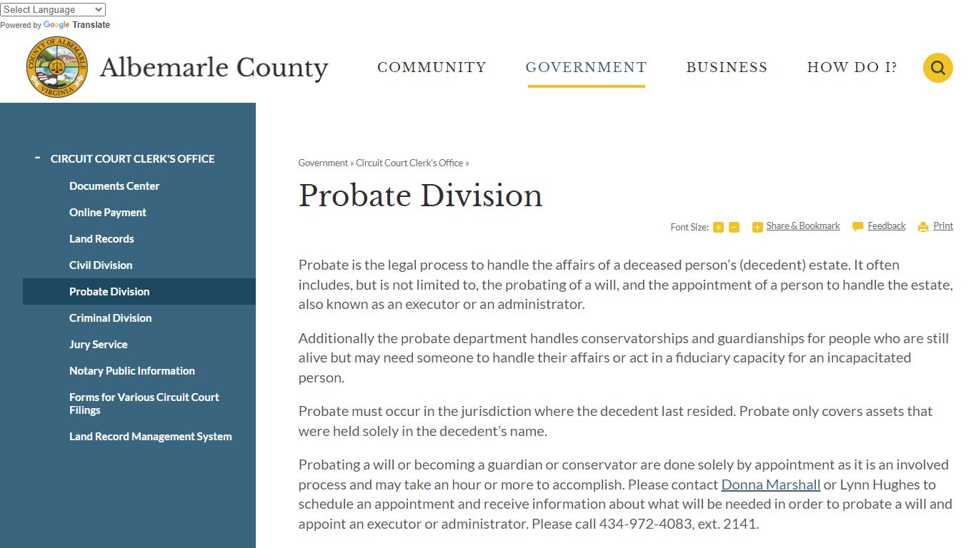 Probate Division | Albemarle County, VA